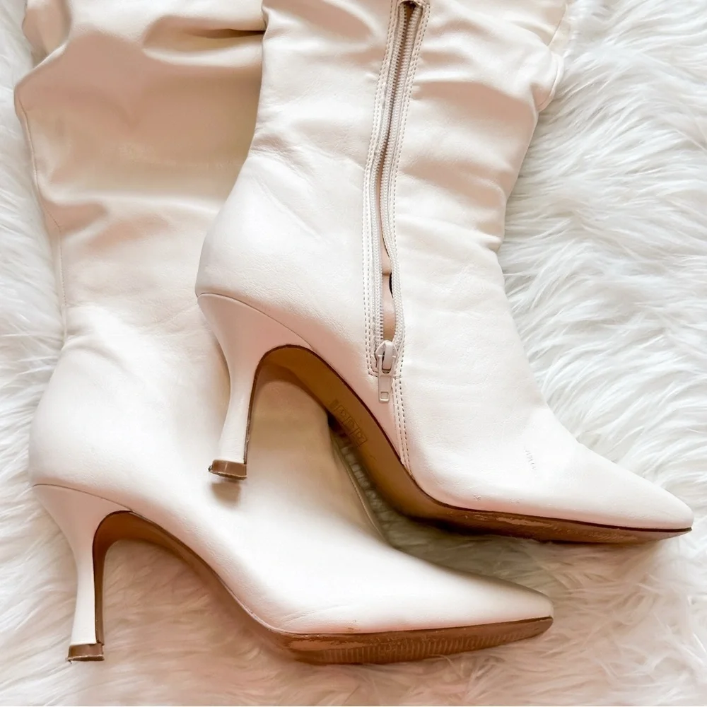 Journee Collection Cream Slouchy Over the Knee Boots